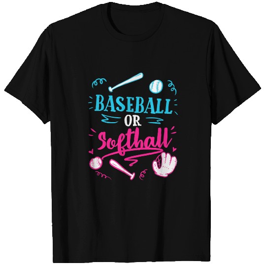 Sport Baseball Gender Reveal Party Baseball Softball Dad Mom T-Shirts