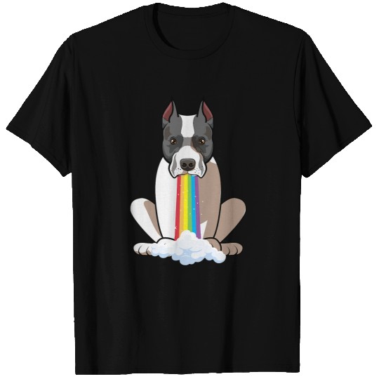Bull Terrier Pet Funny StafforShire Bull Terrier Dog in Colorful Rainbow T-Shirts