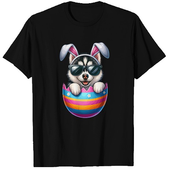 Husky Pet Cute Siberian Husky Egg Happy Easter Day Dog Dad Dog Mom 1 T-Shirts