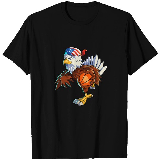 Sport Basketball American Eagle 4th Of July Men Boy USA Flag T-Shirts