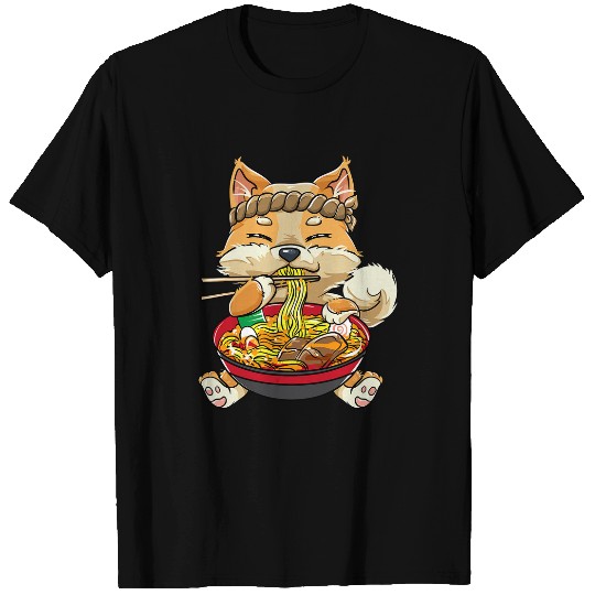 Corgi Pet Dog Eating Bowl Ramen Pho Noodles Soup Japan Kawaii T-Shirts