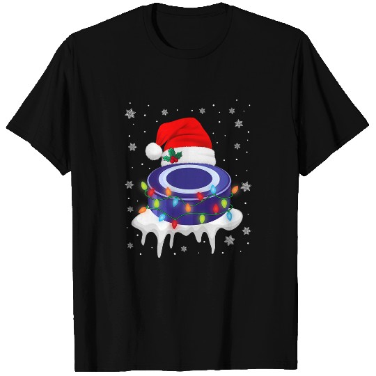 Sport Hockey Cute Christmas Hockey Santa Hat xmass Light Boys Girls T-Shirts