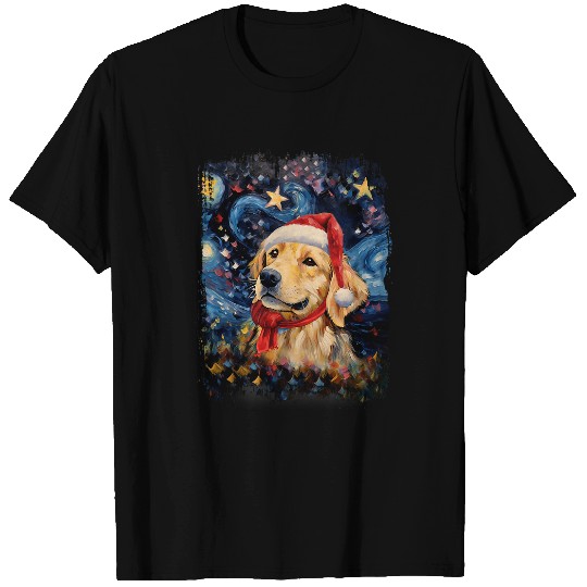 Golden Retriever Pet Christmas Van Gogh Starry Night Dog Women T-Shirts