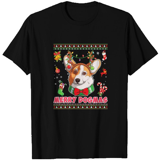 Corgi Pet Dog Merry Dogmas Christmas Welsh Corgi Reindeer Ugly Sweater 145 T-Shirts