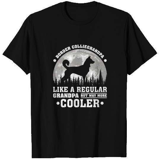 Border Collie Pet Mens Vintage Retro Funny Border Collie Grandpa Fathers Day T-Shirts