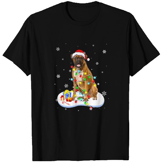 Boxer Pet Christmas Light Dog Dad Dog Mom 303 T-Shirts