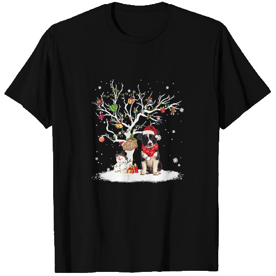Border Collie Pet Winter Snow Tree Dog Christmas Winter T-Shirts