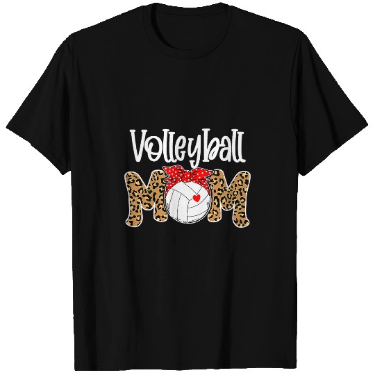 Sport Volleyball Mom Leopard Funny Mothers Day Mama Mum Grandma T-Shirts