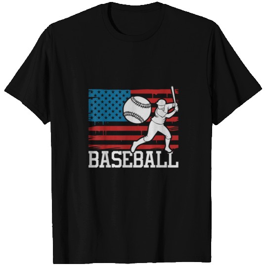 Sport Baseball American Sport Baseball Player US Flag 4th Of July T-Shirts