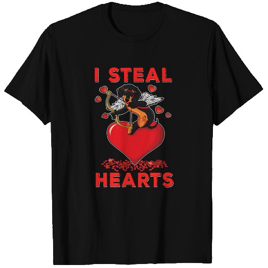 Dachshund Pet Valentines Cute Cupid Doxie I Steal Hearts Men T-Shirts