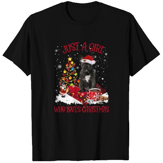 French Bulldog Pet Black French Bulldog Just A Girl Who Loves Christmas T-Shirts
