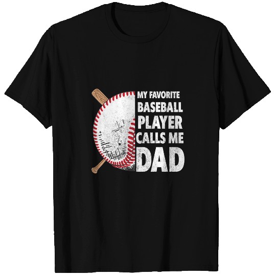 Sport Baseball Mens Favorite Baseball Player Calls Me Dad Vintage Fathers Day T-Shirts