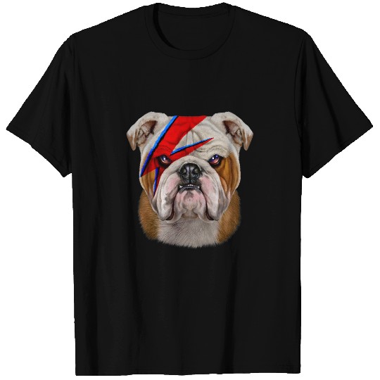English Bulldog Pet with Red Lightning Bolt Painted on Face T-Shirts