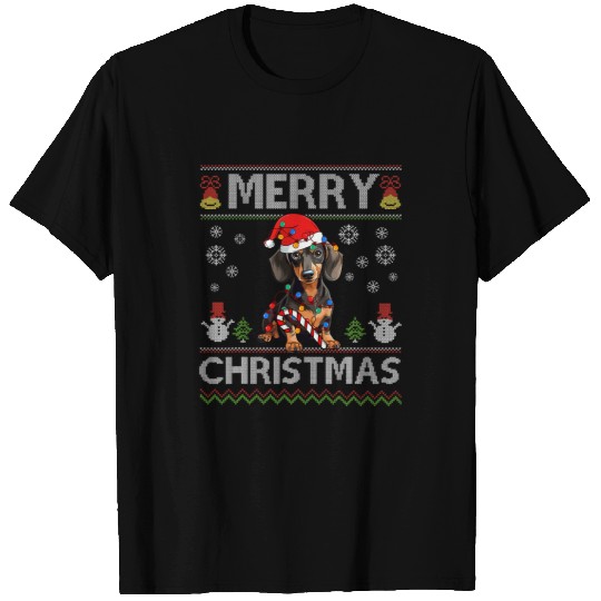 Dachshund Pet Ugly Dachshund Santa Christmas Lights Dog Lover xmass Pajama T-Shirts