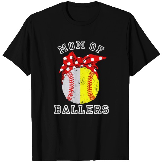 Sport Baseball Mom Of Both Baseball Softball Mom of Ballers T-Shirts