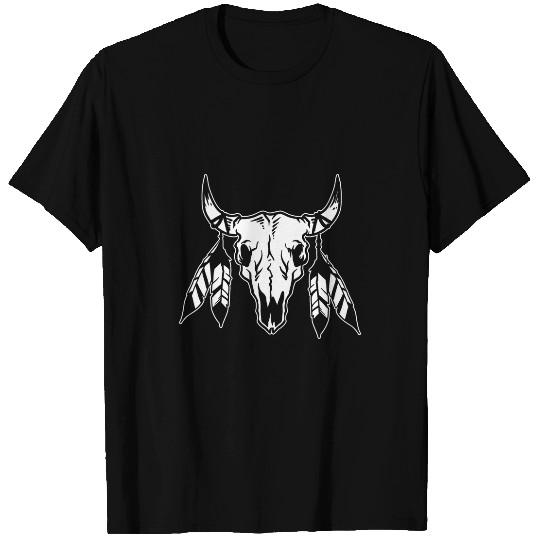 Coyote Mammal Bull Skull Tribal Feathers Native American wolfs eagless T-Shirts