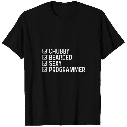 Mens Chubby Bearded Sexy Programmer Funny IT Coding Software Code T-Shirts