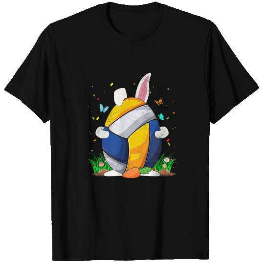 Sport Volleyball Ball Egg Bunny Ears Happy Easter Day Men Boys T-Shirts
