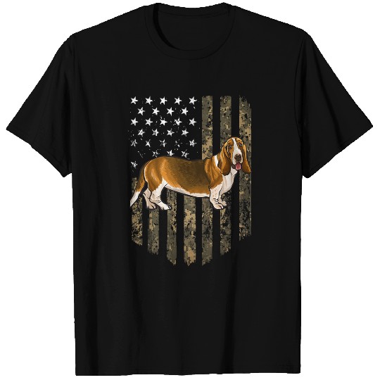 Basset Hound Pet Camo American Flag Basset Hound 4th Of July USA T-Shirts