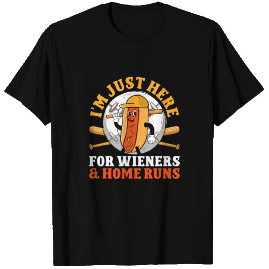 Sport Baseball Just Here For Wieners and homes Runs Funny T-Shirts