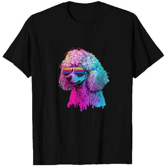 Poodle Pet Synthwave Poodles Glitch Aesthetic T-Shirts
