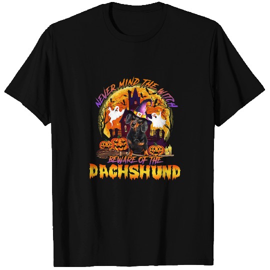Dachshund Pet Funny Never Mind The Witch Beware Of The Dachshund Halloween 69 T-Shirts