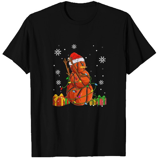 Funny Basketball Christmas Snowman Wearing Santa Hat Pajamas 54 T-Shirts