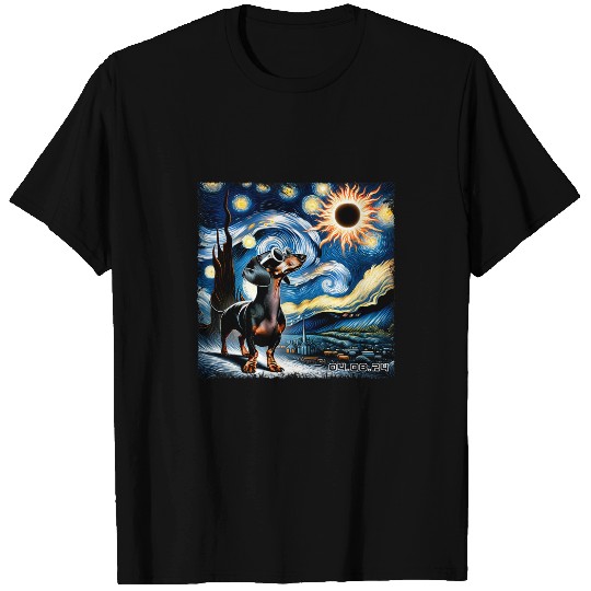 Dachshund Pet vintages Solar Eclipse Starry Night Dachshund With Sunglasses T-Shirts