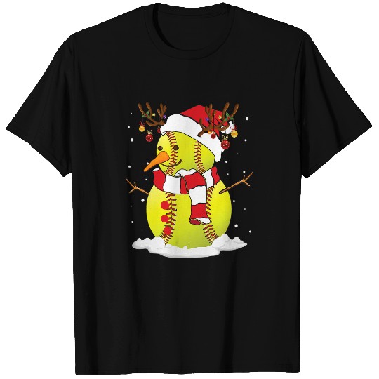 Softball Gift Funny Snowman Softball Christmas Pajama Santa Girls Kids 49 T-Shirts