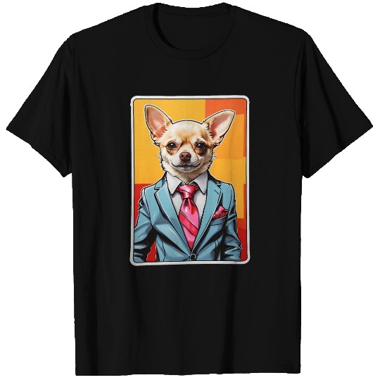 Chihuahua Pet PintSized Executive Suit and Pink Tie Tan Chihuahua Funny T-Shirts