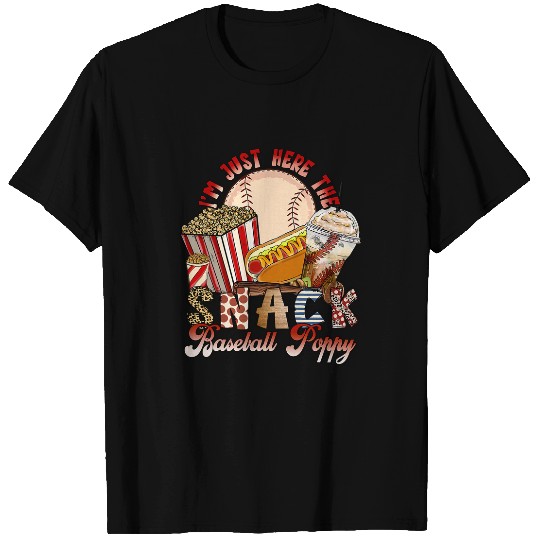 Sport Baseball Vintage Im Just Here For The Snacks Baseball Poppy T-Shirts
