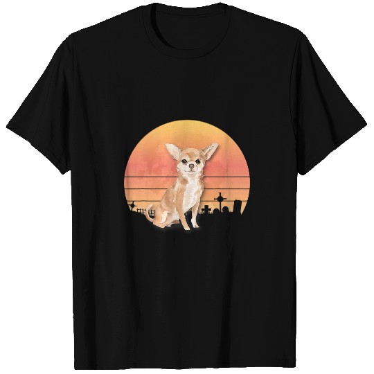 Chihuahua Pet Puppy Spooky Halloween Moon and Graveyard Scene T-Shirts