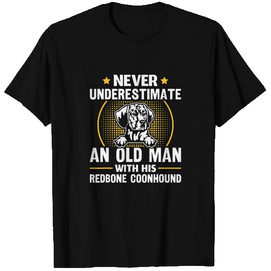 Coonhound Pet Mens Never Underestimate An Old Man With His Redbone T-Shirts