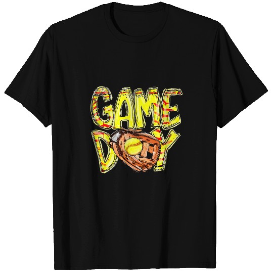 Sport Softball Mom Softball Game Day Vibes Mothers Day Softball Glove Women T-Shirts