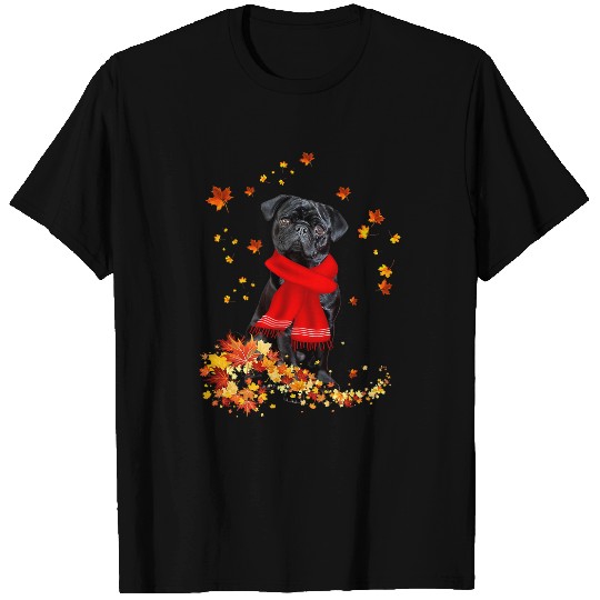 Pug Pet Dog Autumn Scarf Fall Leaves Autumn Lover Tee 83 T-Shirts