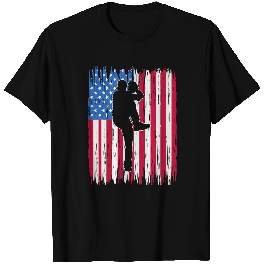 Sport Baseball American Flag Baseball Player Pitcher 4th of July Vintage T-Shirts