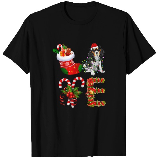 Cavalier Pet king charles spanie Dog Christmas Light T-Shirts