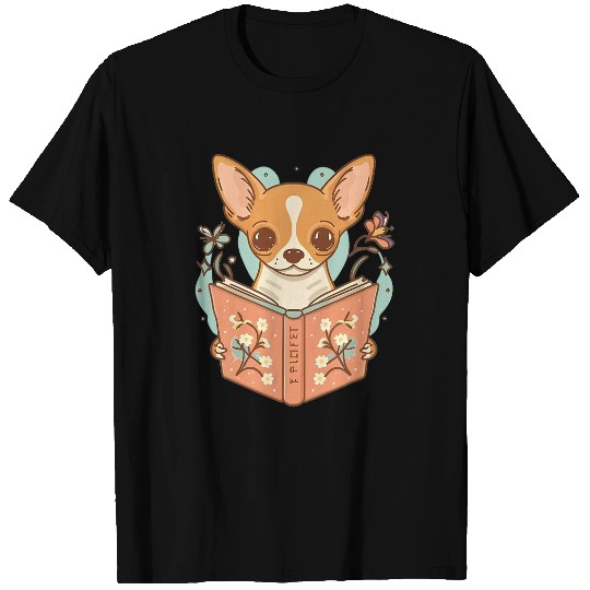 Chihuahua Pet Reader Chihuahua Dog Puppy Lover Book Reading Wildflower 1 T-Shirts