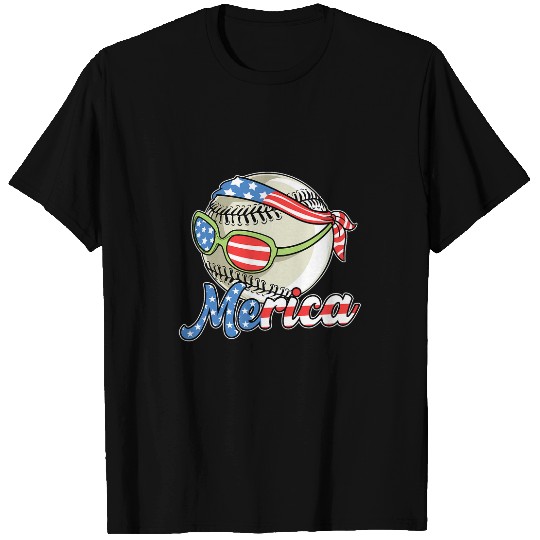 Sport Baseball Merica USA 4th Of July Independence Day T-Shirts