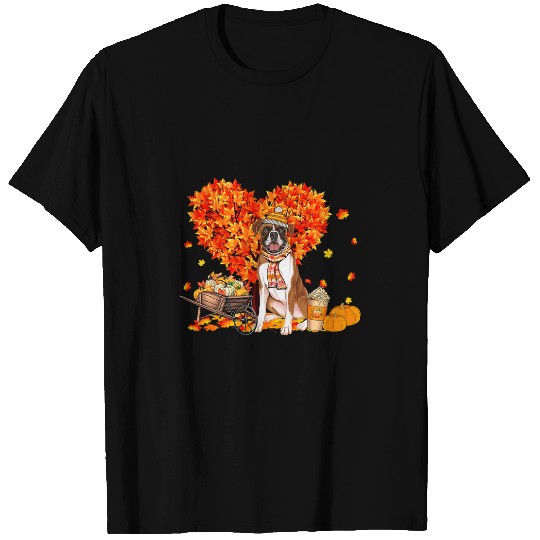 Boxer Pet Autumn Tree Fall Leaves Pumpkin Dog Lover Thanksgiving 32 T-Shirts