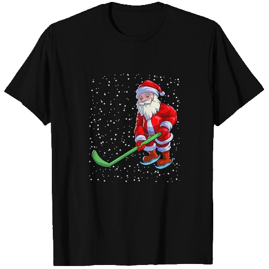 Sport Hockey Christmas Men Boys Ice Hockey Santa Claus T-Shirts