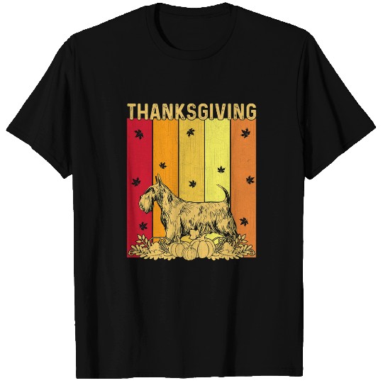 Scottish Terrier Pet Thanksgiving Retro Scottish Terrier Dog Matching Family Pjs T-Shirts