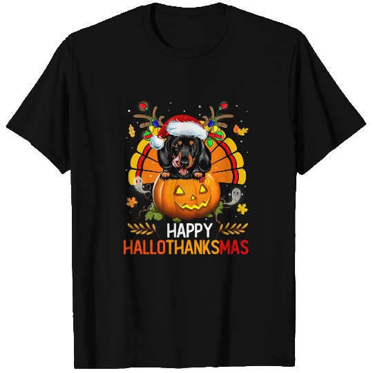 Dachshund Pet Happy Hallothanksmas Halloween Thanksgiving xmass 25 T-Shirts