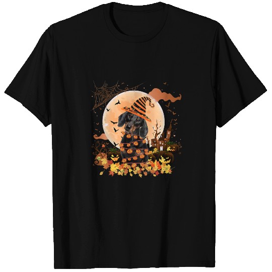 Dachshund Pet The Witch Pumpkin Lights Halloween Dog 17 T-Shirts