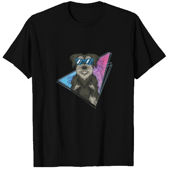 Schnauzer Pet Tropical Palm Trees Vaporwave Dog Lover Dog Owner T-Shirts