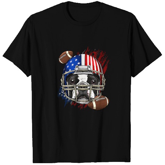 Sport American Football Boston Terrier American Football Dog Lovers USA Flag 284 T-Shirts