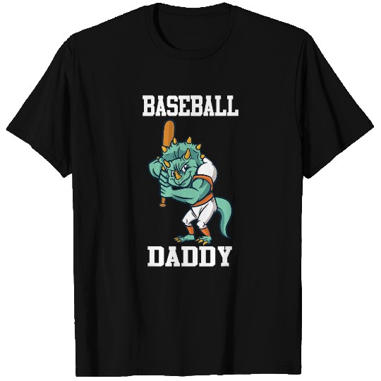Sport Baseball Dino Mens Baseball Dad Dinosaur Triceratops Fathers Day Idea T-Shirts