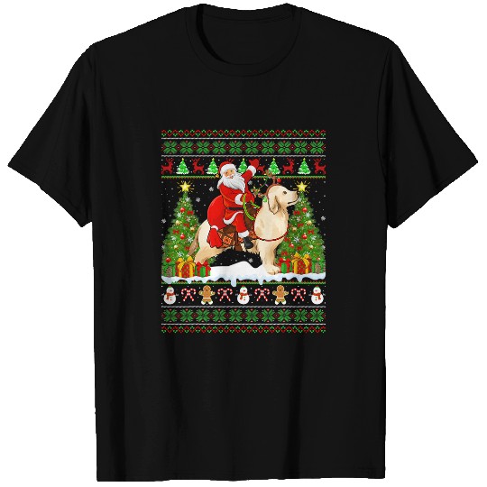 Golden Retriever Pet xmass Matching Ugly Santa Riding Golden Retriever Christmas 232 T-Shirts