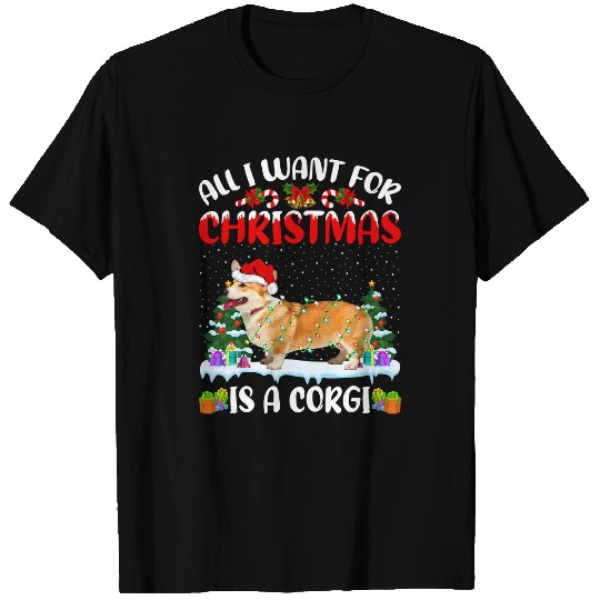 Corgi Pet Dog Funny Santa Hat All I Want For Christmas Is A Corgi 207 T-Shirts