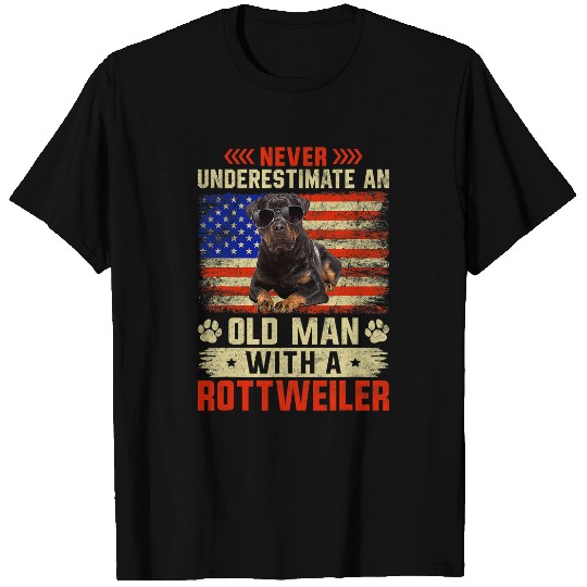 Rottweiler Pet Mens Grandpa Father Dog Never Underestimate Old man Rottweiler 3 T-Shirts